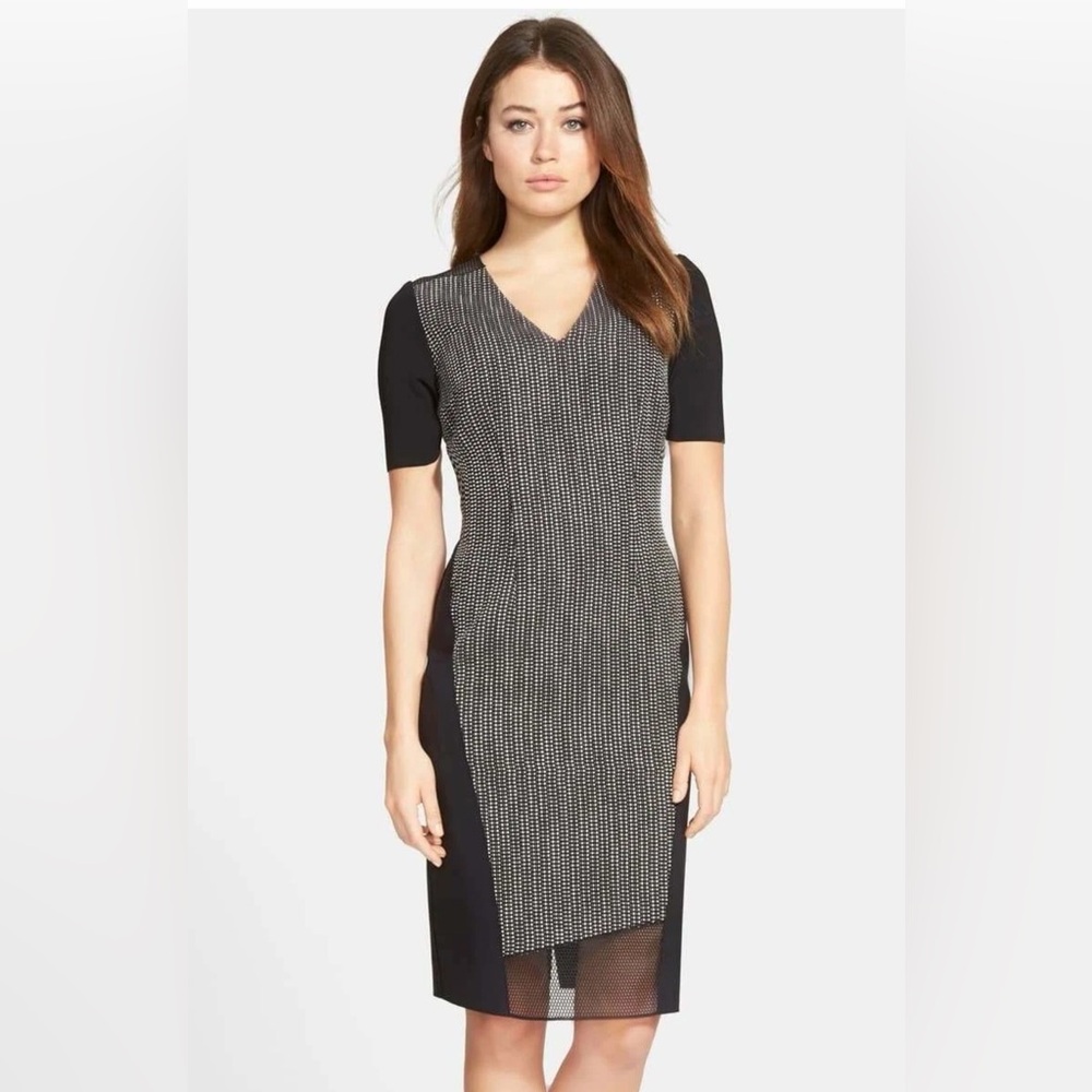 Elie Tahari Telese Multi Grid Women's Sheath Dress -size 2